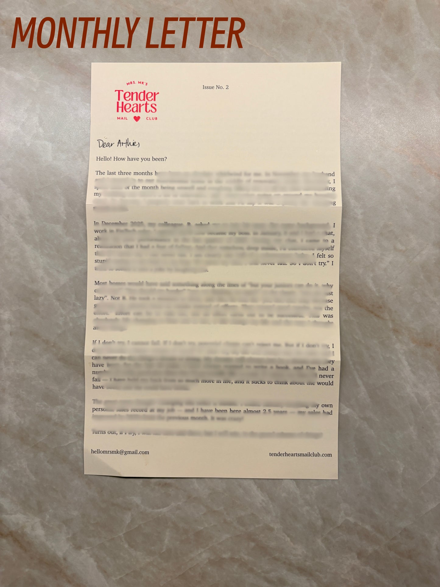 Tender Hearts Mail Club (one-time)